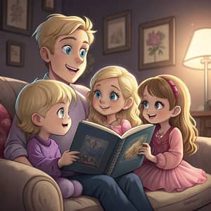 Siblings Enjoying a Cozy Reading Moment