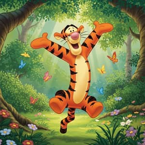 Tigger from Winnie the Pooh Jumping with Open Arms