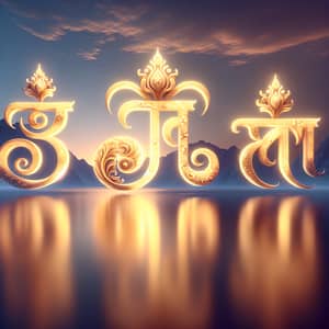 Jai Shree Ram - Majestic Golden Words in Twilight Sky