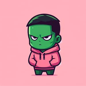 Minimalistic Green Hulk in Pink Hoodie Artwork