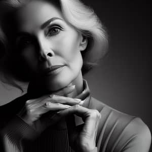 Timeless Beauty: Monochromatic Portrait of Mature Woman