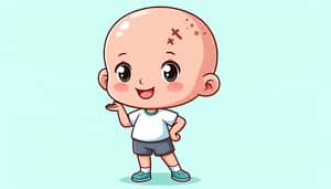 Confident Cartoon Child with Alopecia