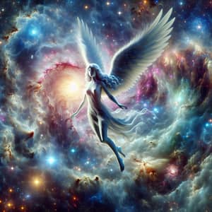 Ethereal Angel Floating in Space: A Cosmic Wonder