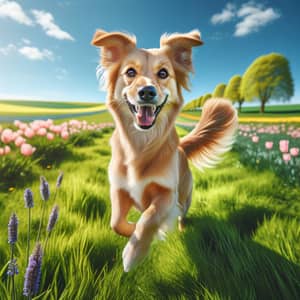 Happy Dog Playing in Lush Green Field | Nature's Beauty