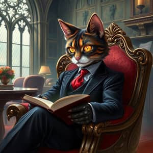 Victorian Fantasy: Feline Character in Digital Art