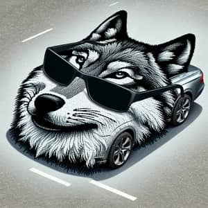 Special Forces Wolf with Shades in Luxury Car