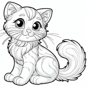 Cute Cat Coloring Page for Kids