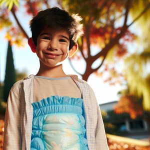 12-Year-Old Hispanic Boy in Diapers | Playful Outdoor Portrait