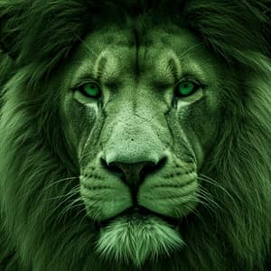 Majestic Lion with Green Fur - Stunning Wildlife Art