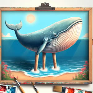 Standing Fat Funny Whale with Long Legs