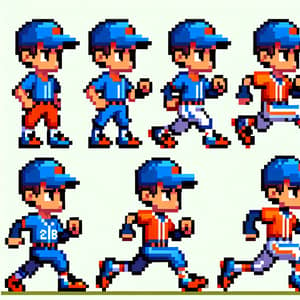 Colorful Pixel Art Baseball Character Sprite Sheet