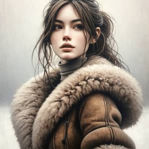 Winter Fashion Portrait in Snowy Landscape