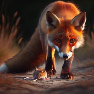 Red Fox Hunting a Mouse - Nature's Predatory Dance