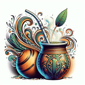 Traditional Yerba Mate Ritual: Invigorating Steam & Vibrant Designs