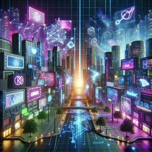 Web3 Domains Shift: Futuristic Cityscape with High-Tech Branding