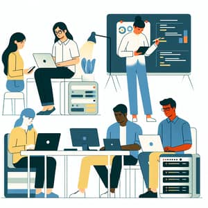 Diverse Group of Developers Illustration | Modern Workspace