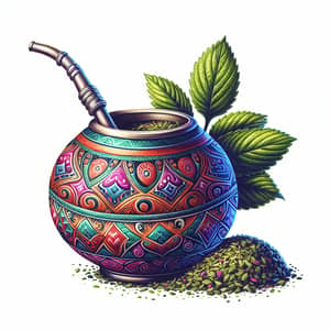 Latin American Folk Art Yerba Mate Gourd Painting