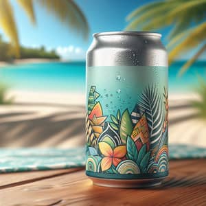 Tropical Beach Inspired Refreshing Silver Yerba Mate Can