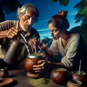 Traditional Latin American Yerba Mate Drinking Scene