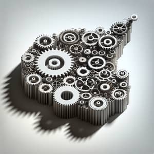 Dynamic Gear Mechanism Symbol in Harmonic Movement