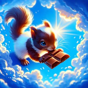 Adorable Creature Enjoying Dark Chocolate under Blue Sky