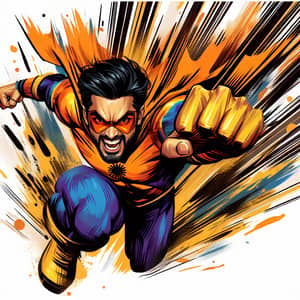 Dynamic South Asian Superhero in Action | Comic Book Style