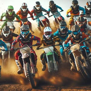 Diverse Monster Army Motocross Riders Racing at High Speeds