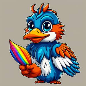 Enggang Bird Mascot with Colorful Shield