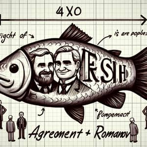 Fish of Agreement and Romanov | Hand-Drawn 40x60 Dimensions