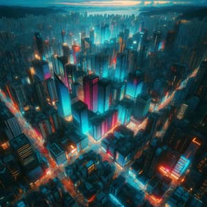 Futuristic Cityscape at Dusk - Neon Color Palette | Urban Energy