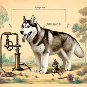 Animated Husky Illustration in Exaggerated Feeding Scene