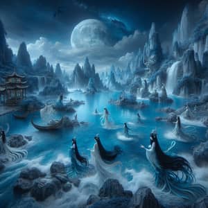 Moonlit Mystical Land: Enchanting Eastern Seascapes