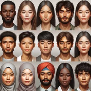 Faces of Different Nationalities Living in Russia