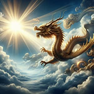 Majestic Golden Dragon Soaring in Sunlight