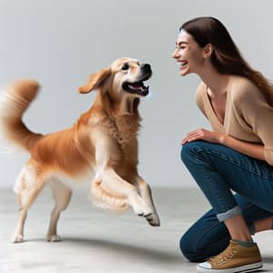 Joyful Golden Retriever and Female Owner | Bond of Love and Friendship