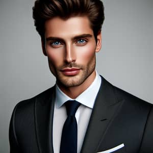 Strikingly Handsome Caucasian Man in Professional Attire