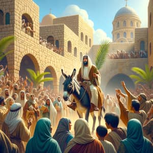 Palm Sunday: Jesus Entering Jerusalem on Donkey