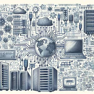 Computer Science and Networking Hand-drawn Illustration