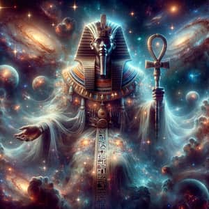 Cosmic Figure in Ancient Egyptian Style Galaxy Art