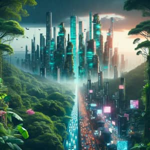 From Verdant Rainforest to Futuristic Cityscape - Cyberpunk Transformation