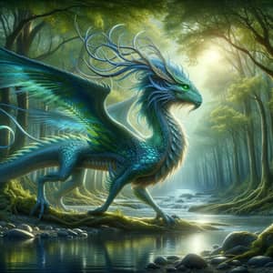 Majestic Fantastical Creature in Serene Forest