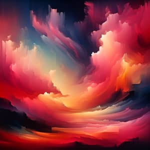 Abstract Sunset Painting with Vibrant Hues