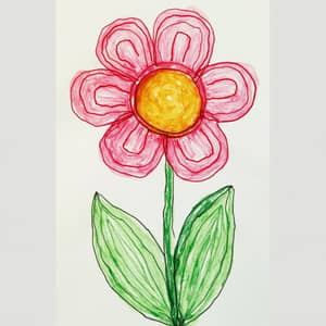 Toddler's Simple Flower Drawing Art