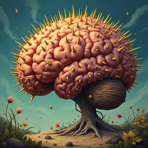 Surreal Durian Brain: Whimsical Digital Art