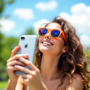 Stylish Selfie with Sunglasses on iPhone