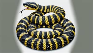 Realistic Black and Yellow Banded Krait Snake Art