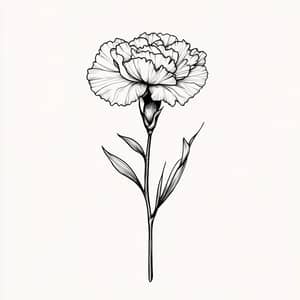 Minimalist January Carnation Flower Tattoo Design