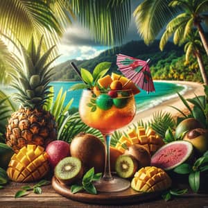 Vibrant Tropical Cocktail with Exotic Fruits | Tropical Paradise