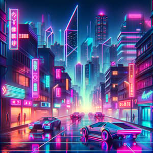 Retro-Futuristic Synthwave Imagery | Neon Lights Urban Scene