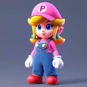 Short Princess Peach in Blue Denim Dungarees